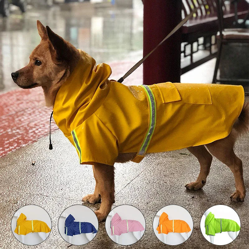 Reflective Stripe Raincoat for Large Dogs
